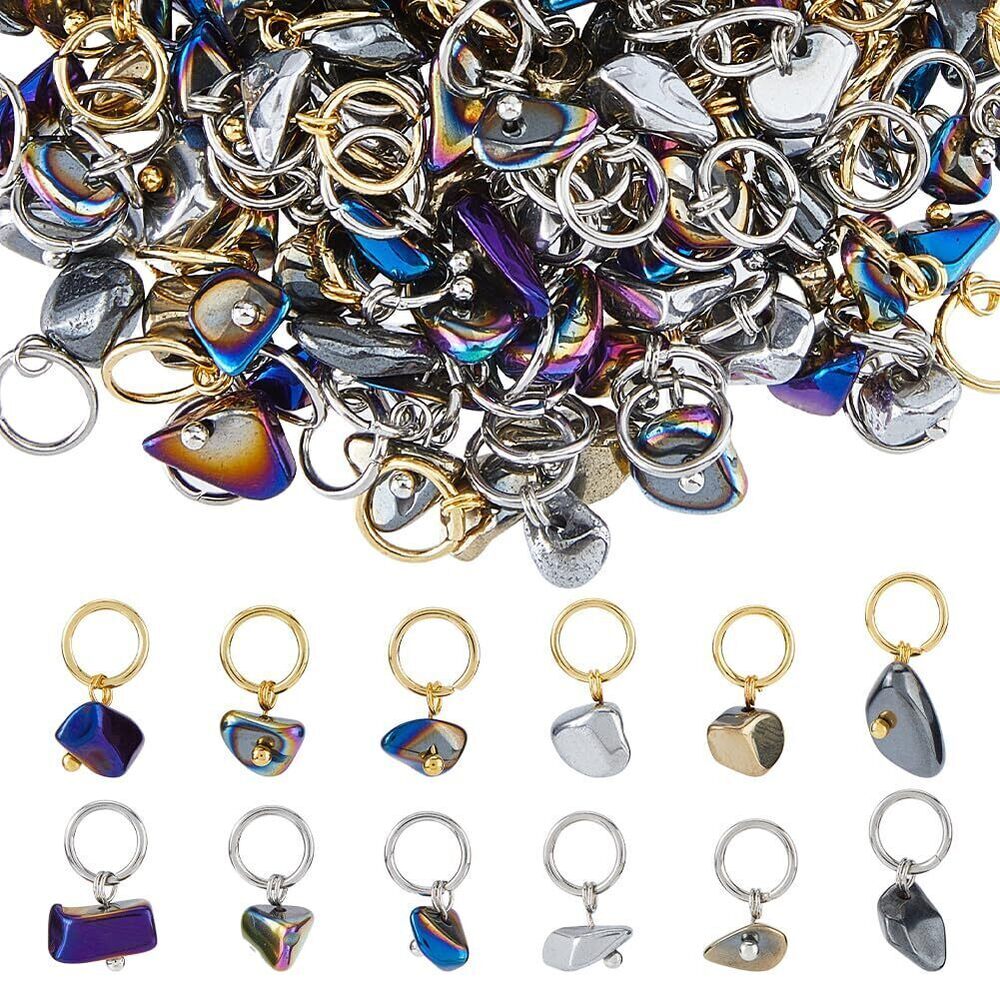 8260 144Pcs 12Styles Natural Mixed Pendants Electroplated Synthetic Charms